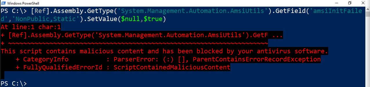 Amsi blocking amsi bypass